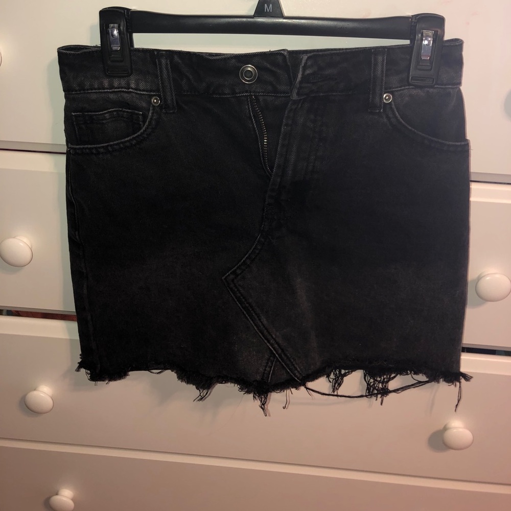 Black denim skirt